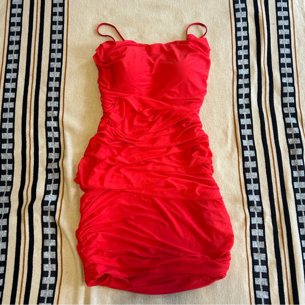 Red Ruched Brami Mini Dress